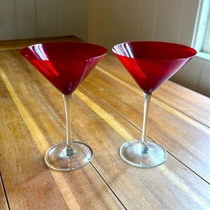 Beautiful Crate & Barrel red martini glasses, set of 2